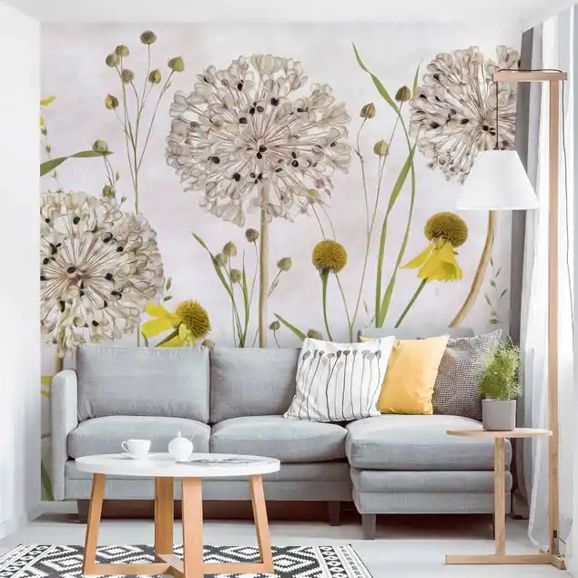 Allium und Helenium Illustration Fototapete – Vlies Smart Sonderaktion