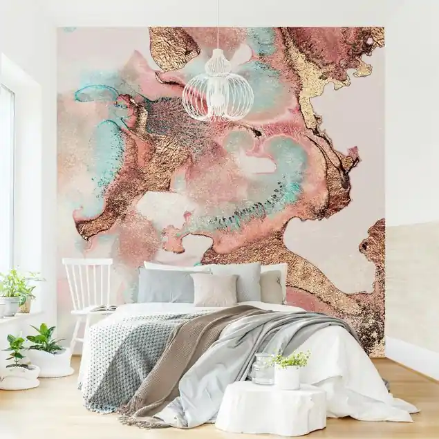 Goldenes Aquarell Rosé Fototapete – Vlies Smart Top-Angebot