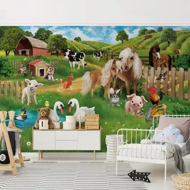 Tiere auf dem Bauernhof Fototapete – Vlies Smart Sale