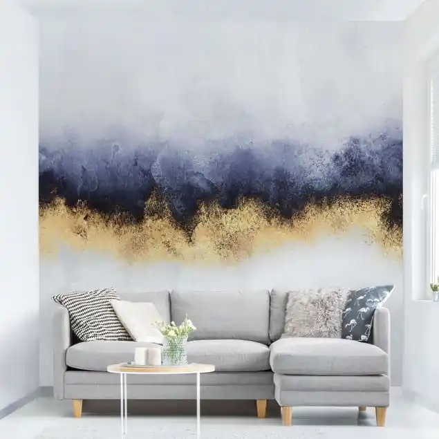 Wolkenhimmel mit Gold Fototapete – Vlies Smart Echt