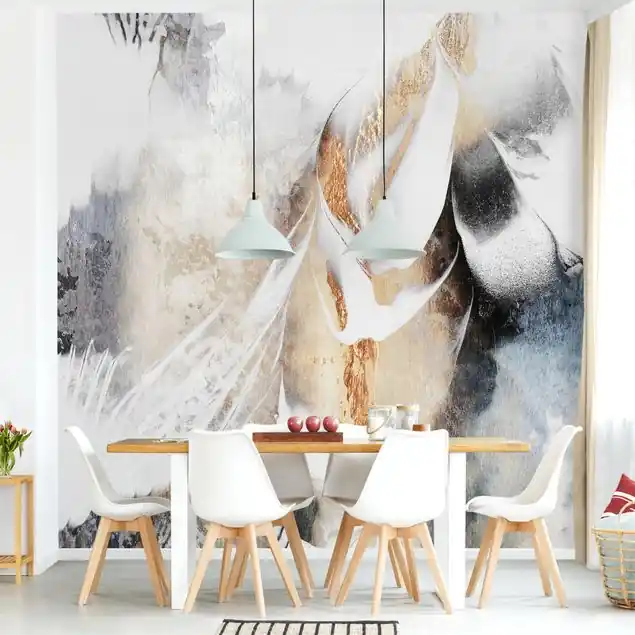 Preiswert Goldene abstrakte Wintermalerei Fototapete – Vlies Smart