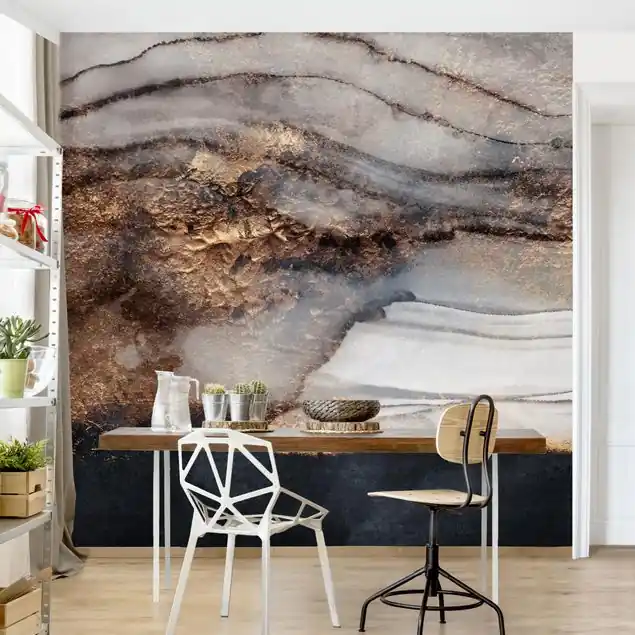 Meistverkauft Goldener Marmor gemalt Fototapete – Vlies Smart