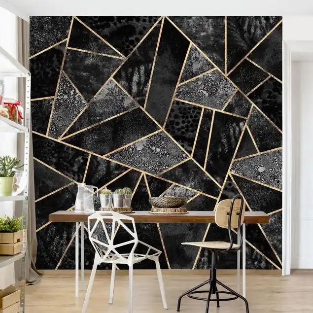 Highlight Graue Dreiecke Gold Fototapete – Vlies Smart