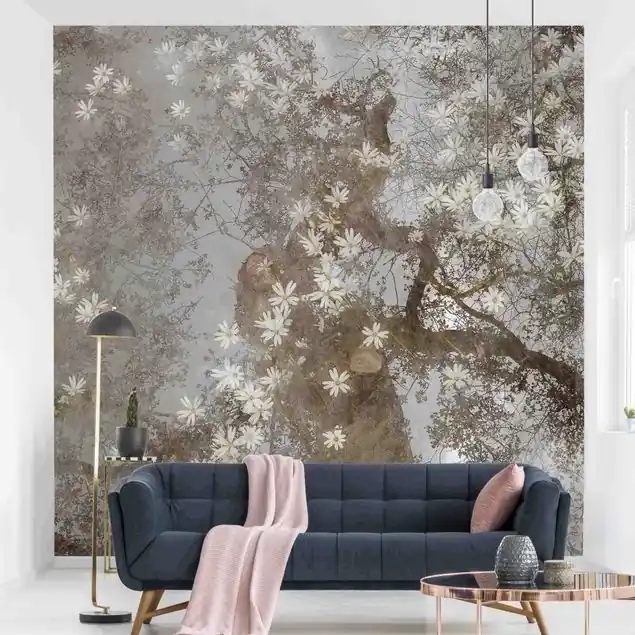 Aktuell Abstrakter Baum mit Blüten                               Fototapete – Vlies Smart