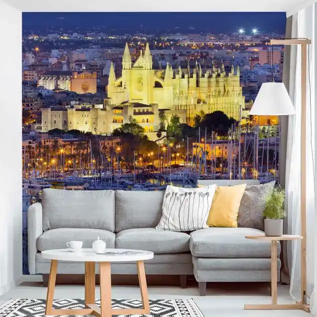 Angebot Palma de Mallorca City Skyline und Hafen Fototapete – Vlies Smart