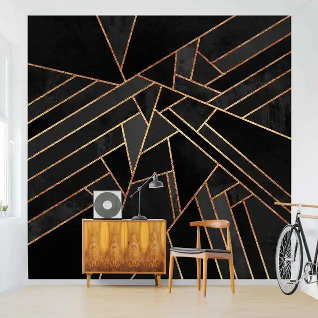 Schwarze Dreiecke Gold                               Fototapete – Vlies Smart Expressversand
