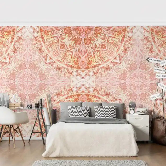 Angebot Mandala Aquarell Ornament orange Fototapete – Vlies Smart