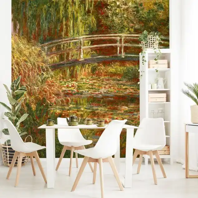 Kostenfreie Lieferung Claude Monet - Seerosenteich und japanische Brücke (Harmonie in rosa) Fototapete – Vlies Smart