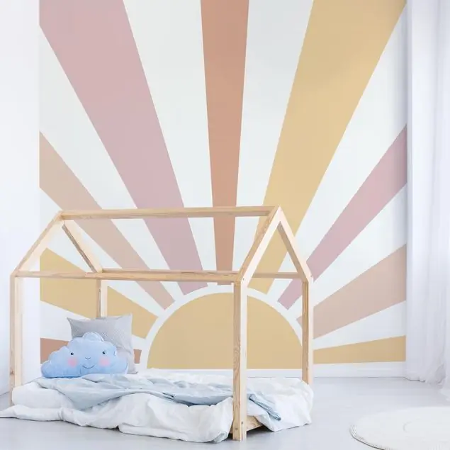 Aktuell Boho Sonne Pastell Beige Fototapete – Vlies Smart