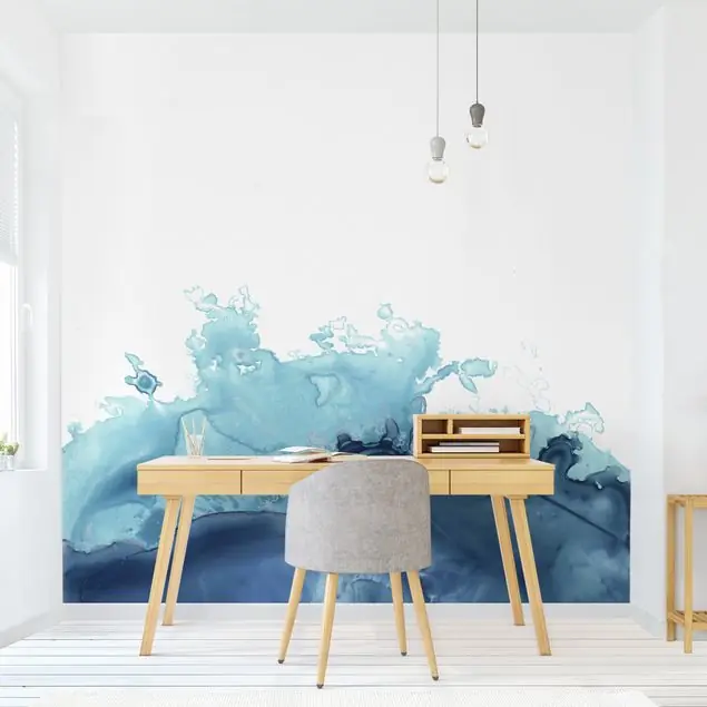 Welle Aquarell Blau I Fototapete – Vlies Smart Abverkauf