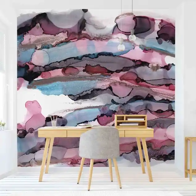 Wellenreiten in Violett mit Roségold Fototapete – Vlies Smart Must-Have