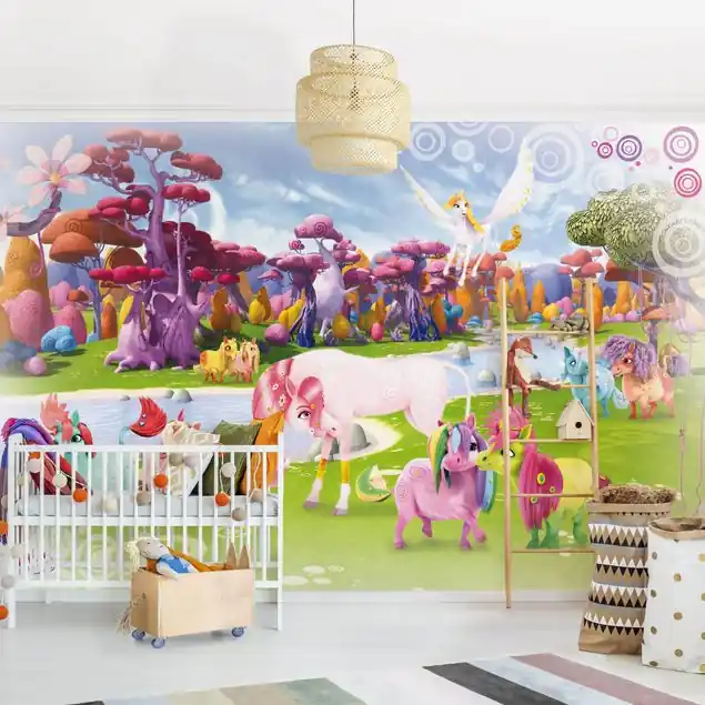 Highlight Mia and Me - Lyria und Onchao mit den Ponycorns                               Fototapete – Vlies Smart