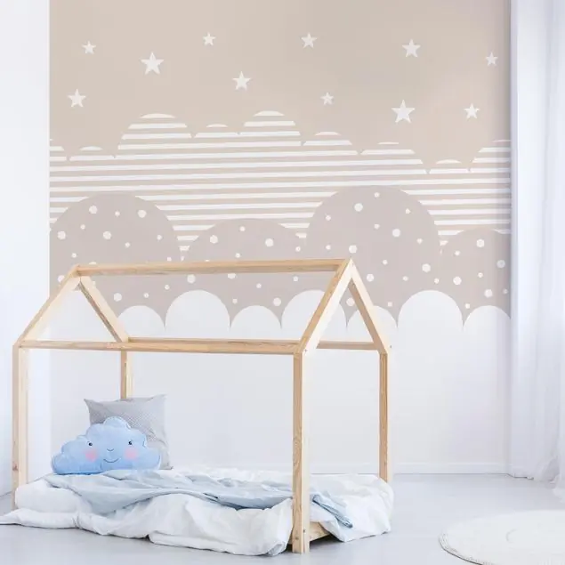 Wolken und Sterne - beige                               Fototapete – Vlies Smart Top-Angebot