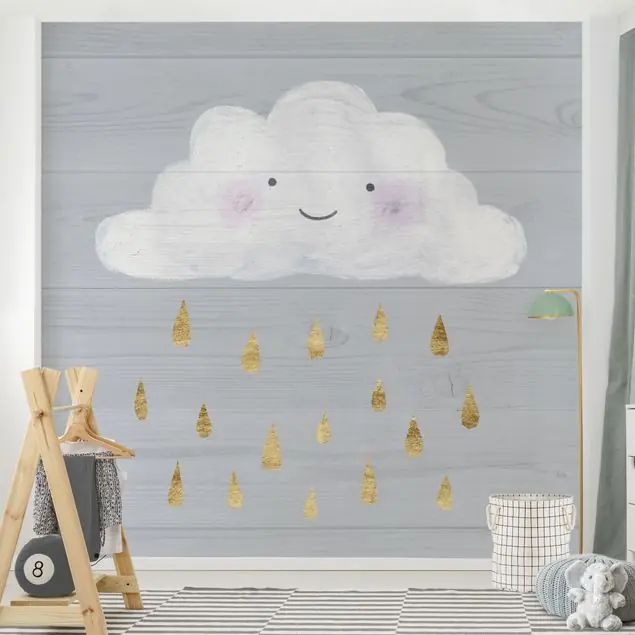Wolke mit goldenen Regentropfen Fototapete – Vlies Smart Markenware