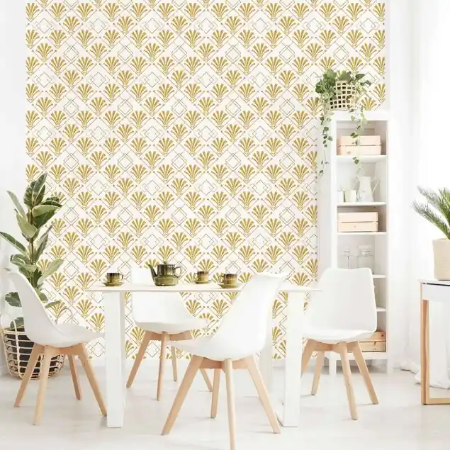 Aktuell Glitzeroptik mit Art Deco Muster in Gold                               Fototapete – Vlies Smart