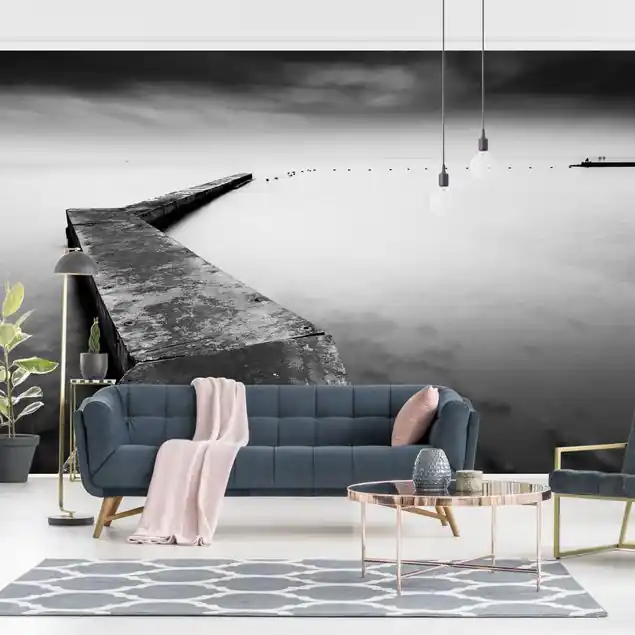 Weiter Pier schwarz-weiß Fototapete – Vlies Smart Bestpreis