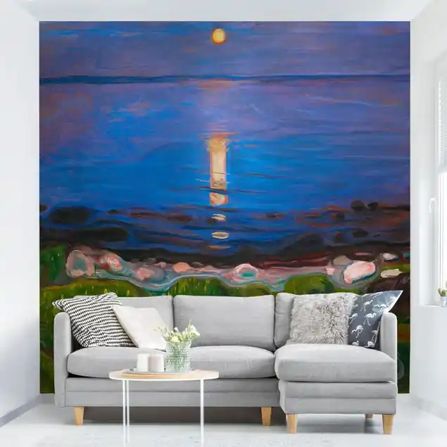 Letzte Chance Edvard Munch - Sommernacht am Meeresstrand Fototapete – Vlies Smart