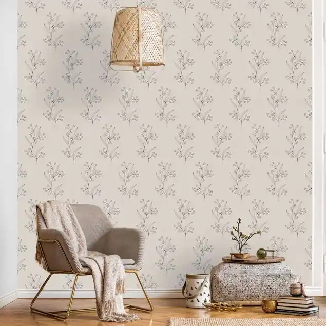 Zarte Blumenlinien in Grau                               Fototapete – Vlies Smart Letzte Chance