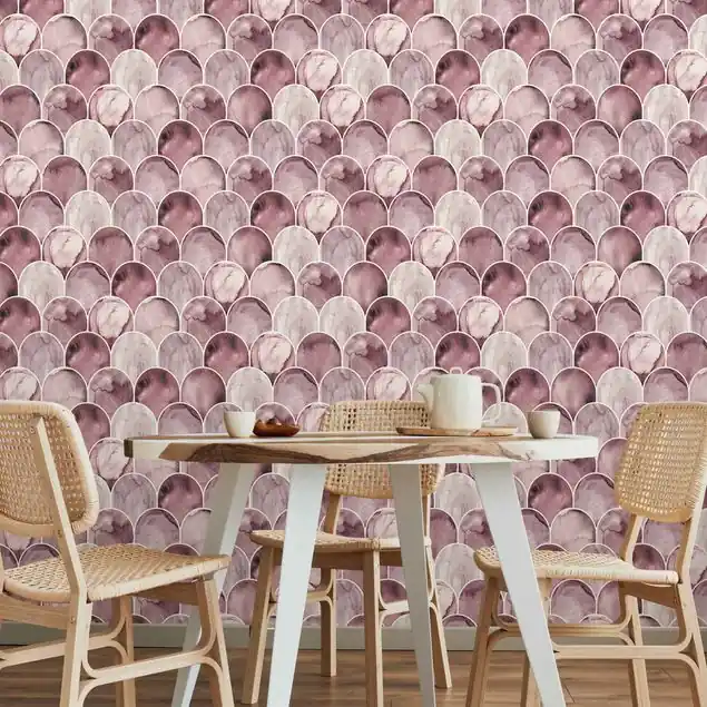 Zertifiziert Aquarell Fischschuppen Fliesen Rosa                               Fototapete – Vlies Smart
