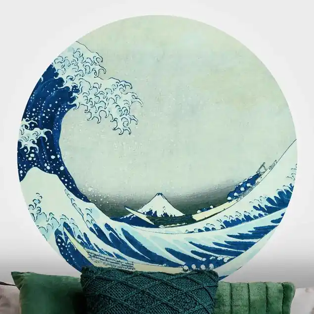 Neu Im Sortiment Katsushika Hokusai - Die grosse Welle von Kanagawa Runde Fototapete