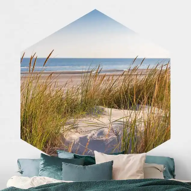 Zertifiziert Stranddüne am Meer Hexagon Fototapete