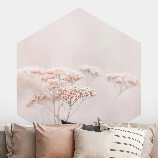 Zartrosane Wildblumen Hexagon Fototapete Bestseller