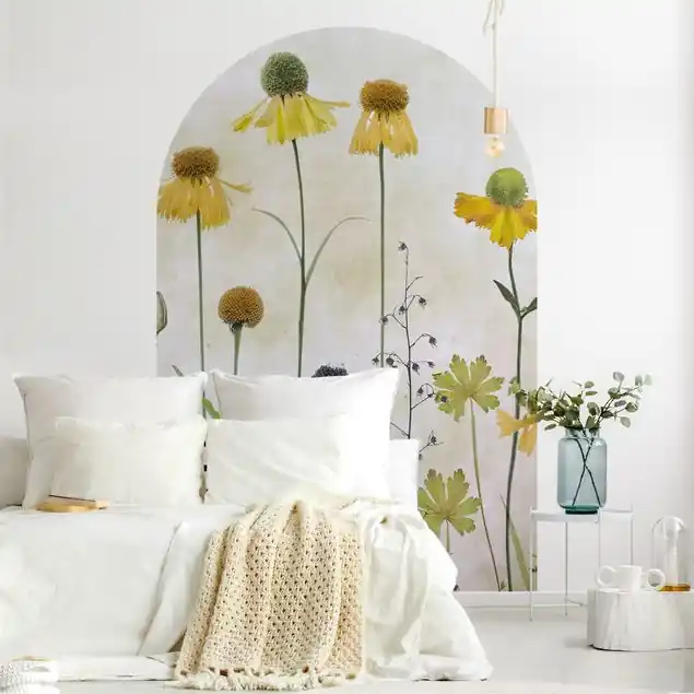 Zarte Helenium Blüten Rundbogen Tapete Kostenloser Versand