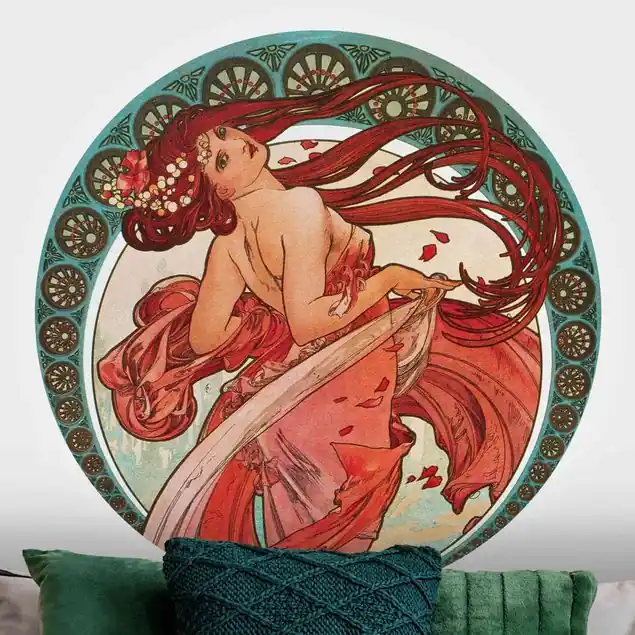 Preis Gesenkt Alfons Mucha - Vier Künste - Der Tanz Runde Fototapete
