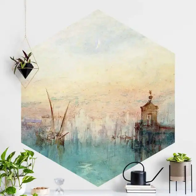 William Turner - Venedig mit Mond Hexagon Fototapete Sonderangebot
