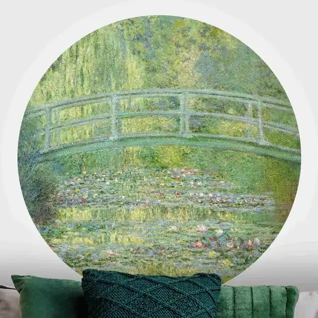Claude Monet - Japanische Brücke Runde Fototapete Schnäppchen