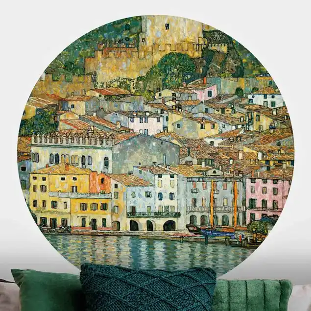 Aktuell Gustav Klimt - Malcesine am Gardasee                               Runde Fototapete