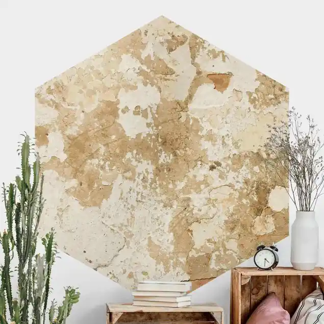 Aktuell Shabby Wand in Beige                               Hexagon Mustertapete