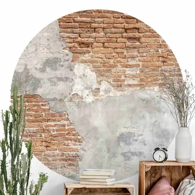 Zertifiziert Shabby Backstein Wand Runde Fototapete