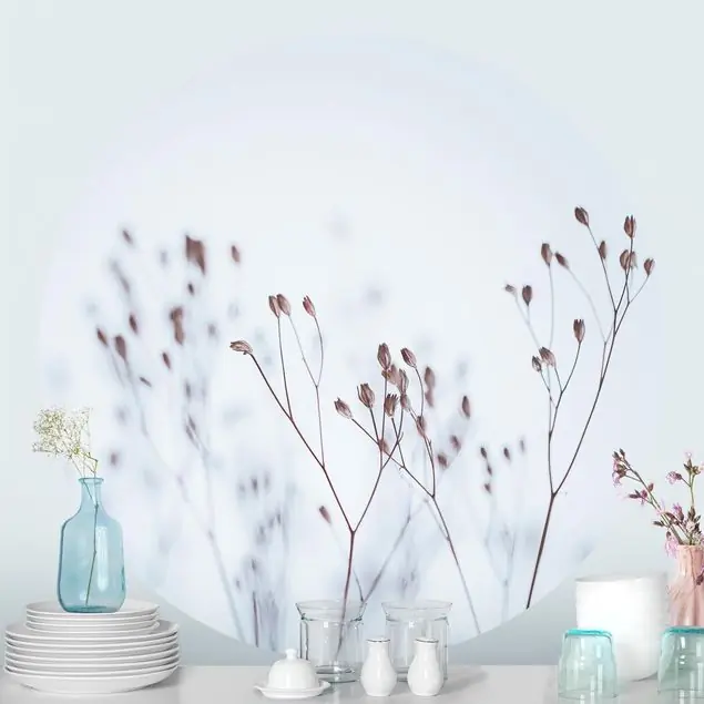Zartblaue Wildblumen                               Runde Fototapete Online Kaufen