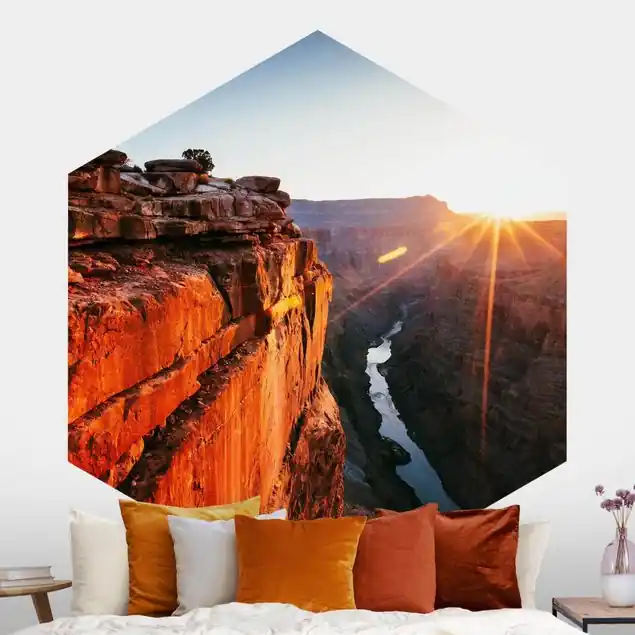 Angebot Sonne im Grand Canyon Hexagon Fototapete