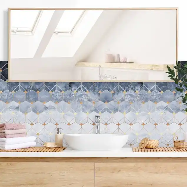 Knallerangebot Blaue Geometrie goldenes Art Deco II