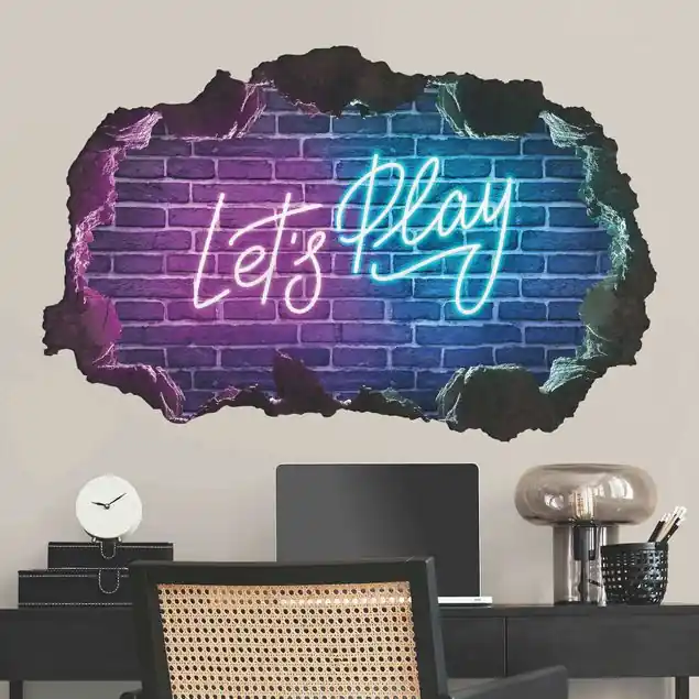 Kostenloser Rückversand Neon Schrift Let's Play