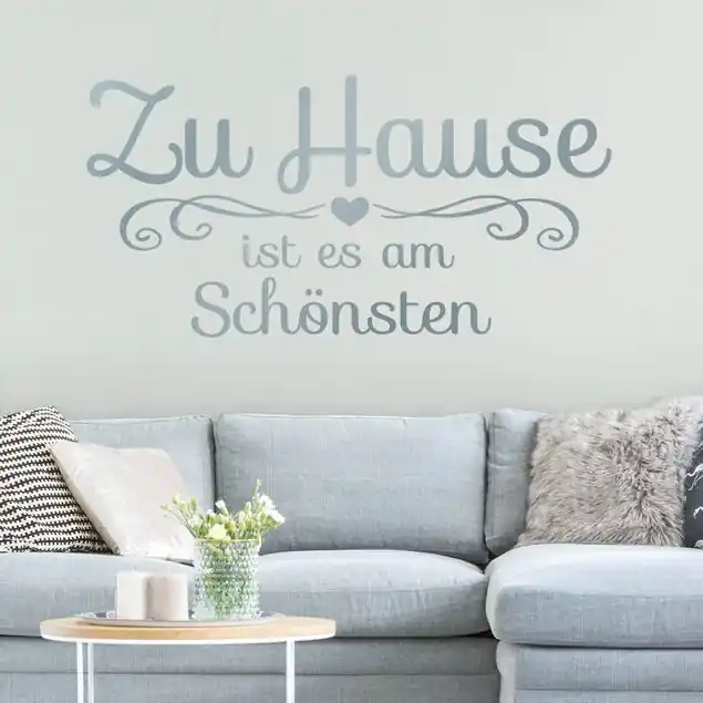Aktuell Zuhause ist es am Schönsten Schriftzug