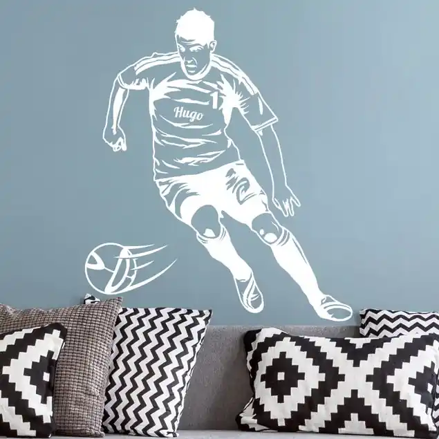 Wunschtext-Fußballspieler dribbelt Preis Gesenkt