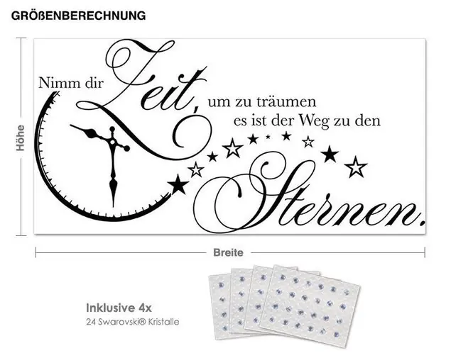 Zeit inkl. 4x 15 Swarovski® Kristalle Neu Im Sortiment
