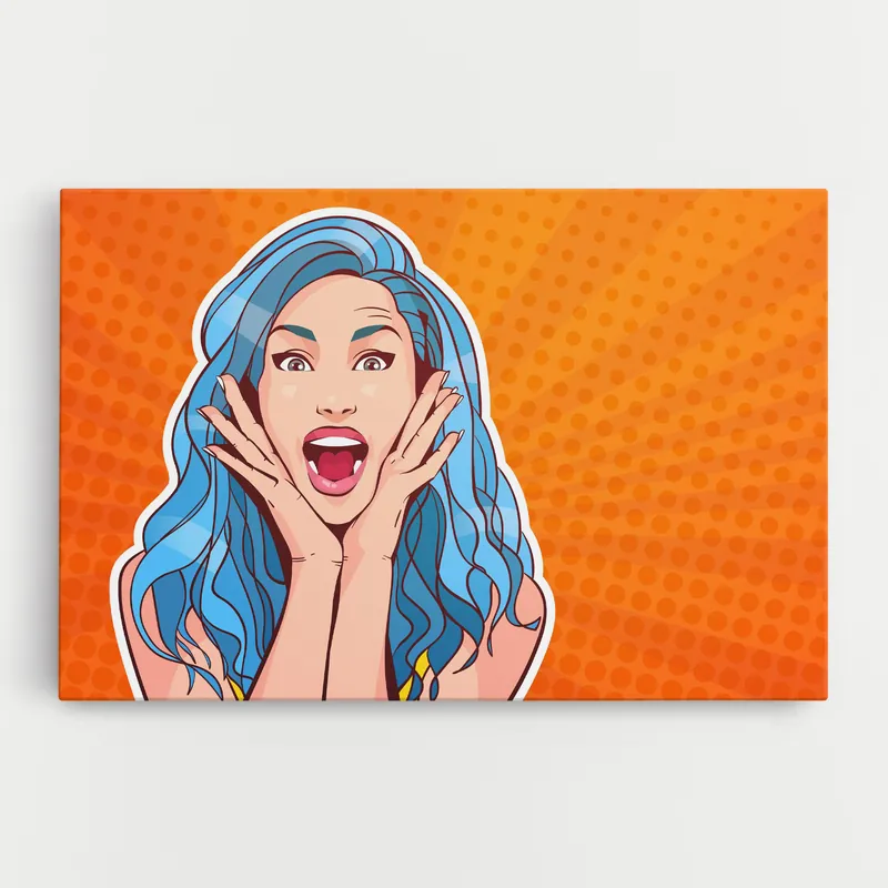 Zertifiziert Leinwandbild Blue Hair Surprised