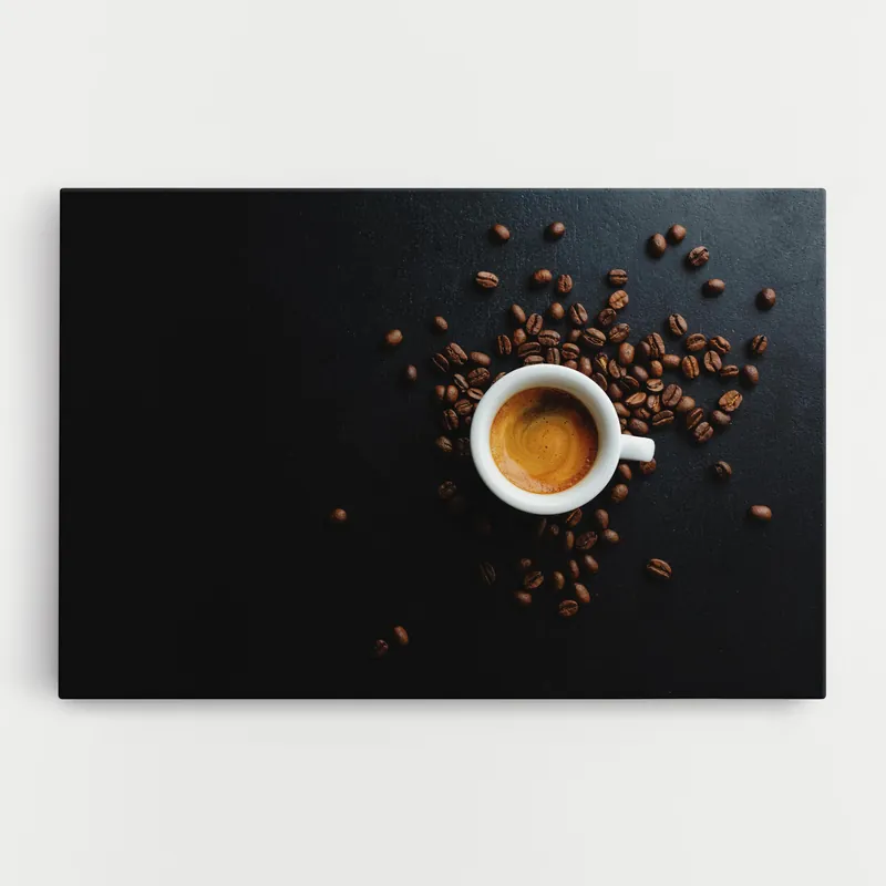 Leinwandbild Cup Of Coffee On Black Preiswert