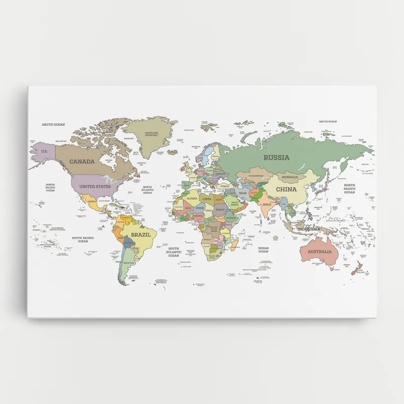 Leinwandbild Detailed World Map Preiswert