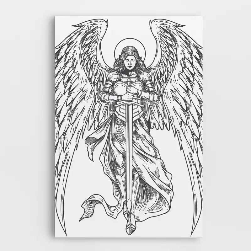 Gratis Versand Leinwandbild Grey Line Angel