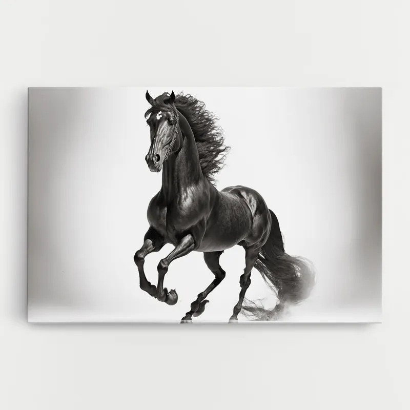 Zertifiziert Leinwandbild Black Horse Running