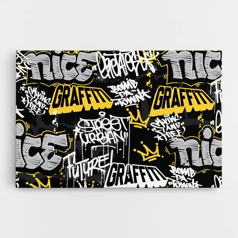 Aktuell Leinwandbild Yellow Grey Graffiti