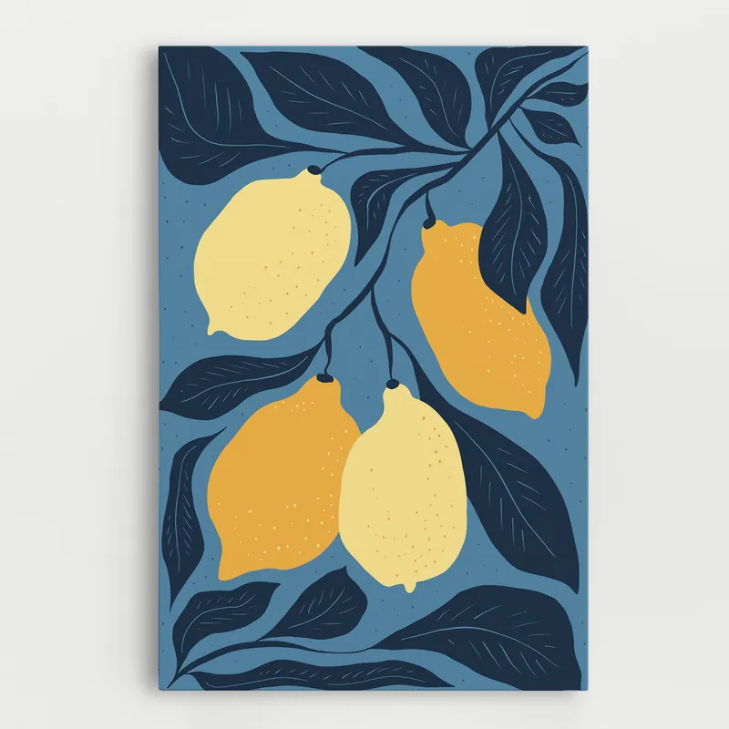 Aktuell Leinwandbild Lemon On Blue