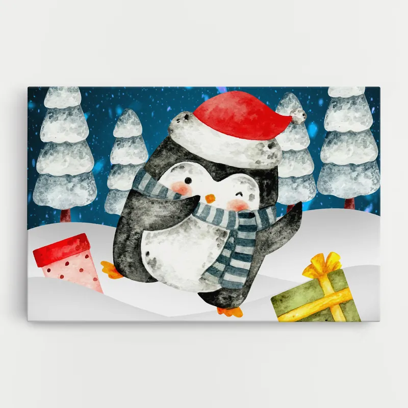 Zertifiziert Leinwandbild Blue Pinguin
