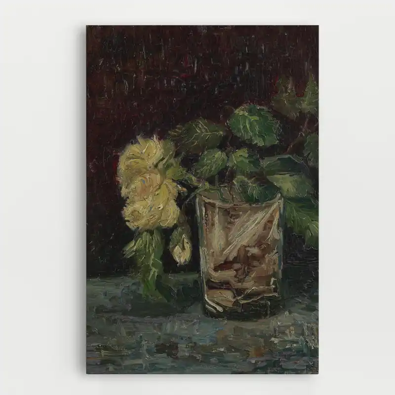 Abverkauf Leinwandbild Glas Met Gele Rozen