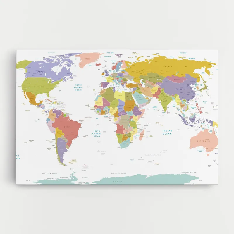 Angebot Leinwandbild World Colorful Map
